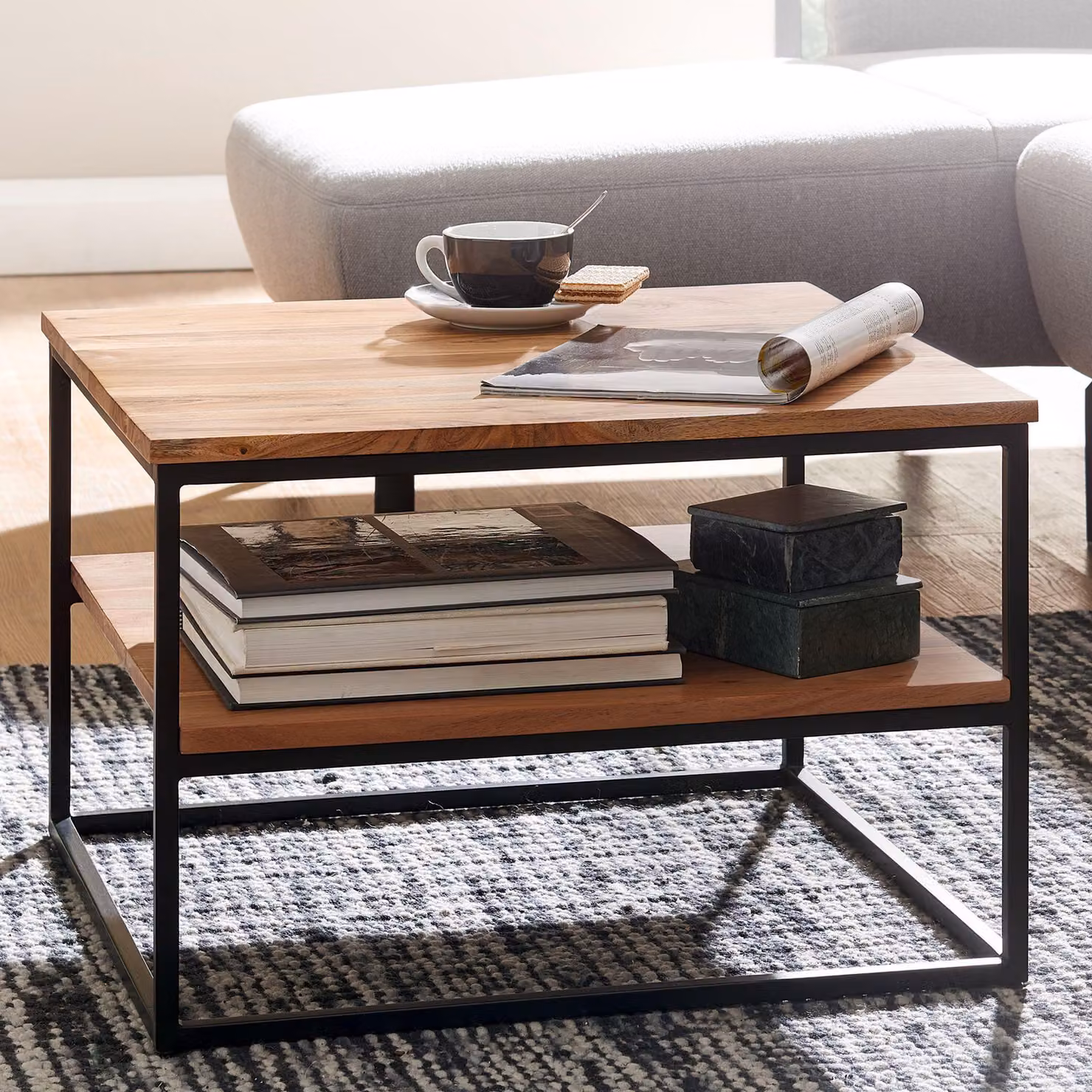 Tavolino 60x60x41 cm tavolino in legno massiccio tavolino da salotto | Wohnling