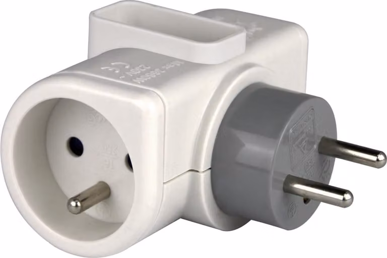 Multipresa senza cavi con spina girevole, 3 prese bianche ZENITECH