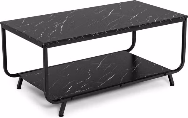 Tavolino da caffè moderno Design Mania in finto marmo nero per salotto, ufficio o balcone L: 105 cm, P: 55 cm, H: 46,5 cm