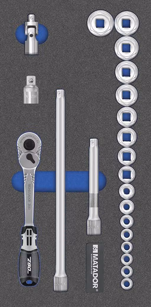 Set di chiavi a bussola MTS a 6 punte, 22 pezzi, 10 mm (3/8"): 6-22 mm (1/3