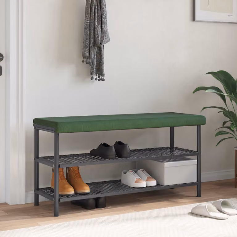 Cuscino per panchina vidaXL in corduroy verde, antiscivolo, L: 110 cm, P: 35 cm