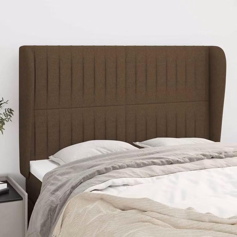 Testiera ad orecchio vidaXL in tessuto marrone scuro L: 147 cm, P: 23 cm, H: 118/128 cm