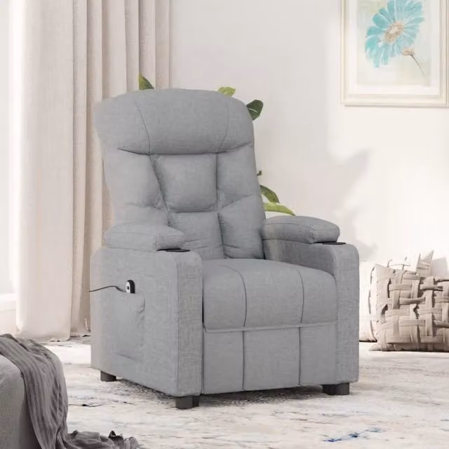 Poltrona Reclinabile Elettrica vidaXL in Tessuto Grigio con Braccioli e Struttura Moderna – 1