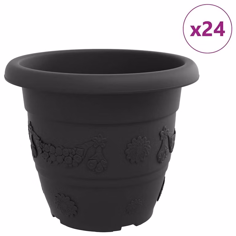 Vaso Rotondo per Fiori 24 pcs Nero Ø 34 x 28 cm Plastica