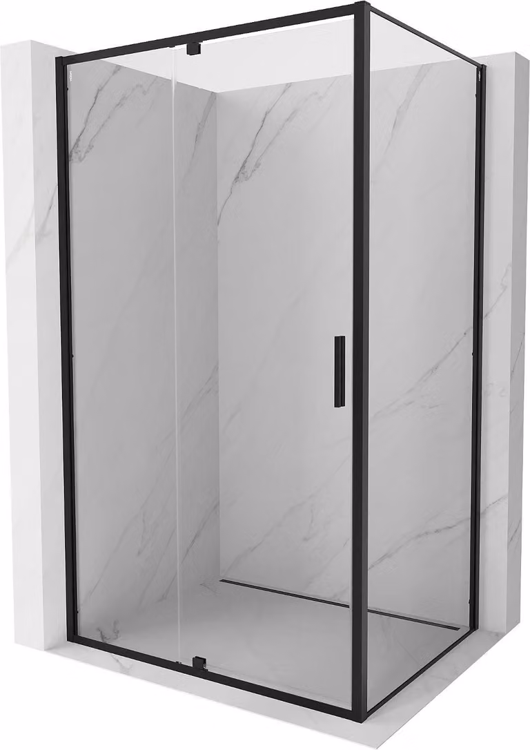 Mexen Exo cabina doccia con apertura a battente 110 x 100 cm, trasparente, nera - 819-110-100-70-00