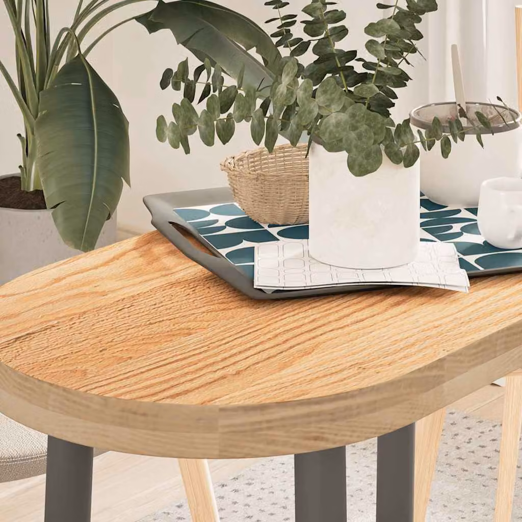 Piano per tavolo ovale in rovere massello vidaXL, colore marrone, L: 80 cm, P: 40 cm, H: 4 cm