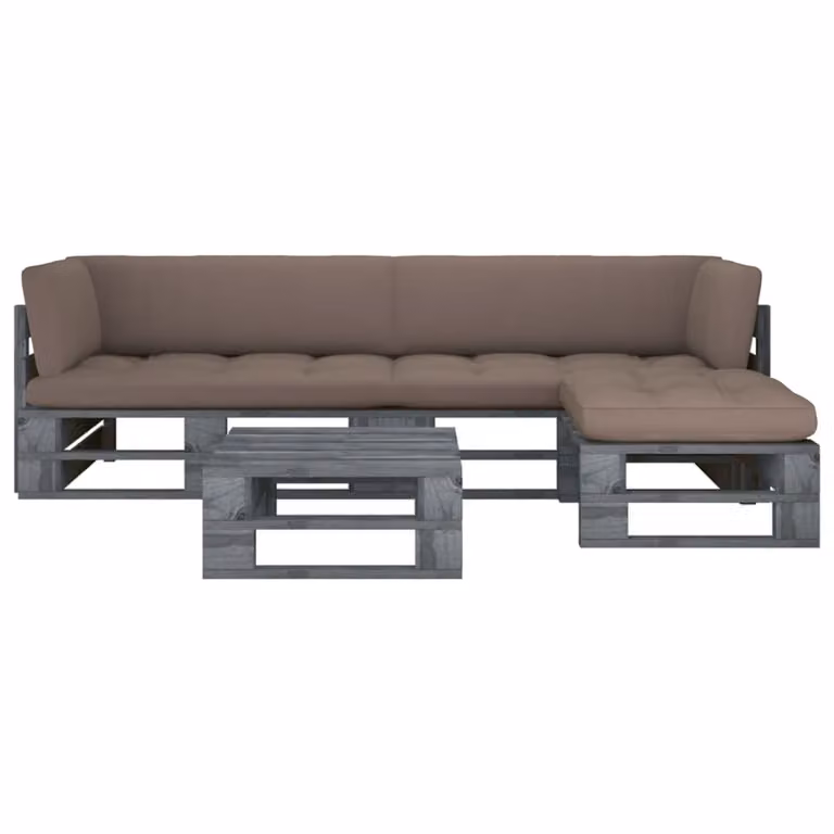 Maison Exclusive - Set da salotto a 4 pezzi in legno di pino impregnato, colore grigio