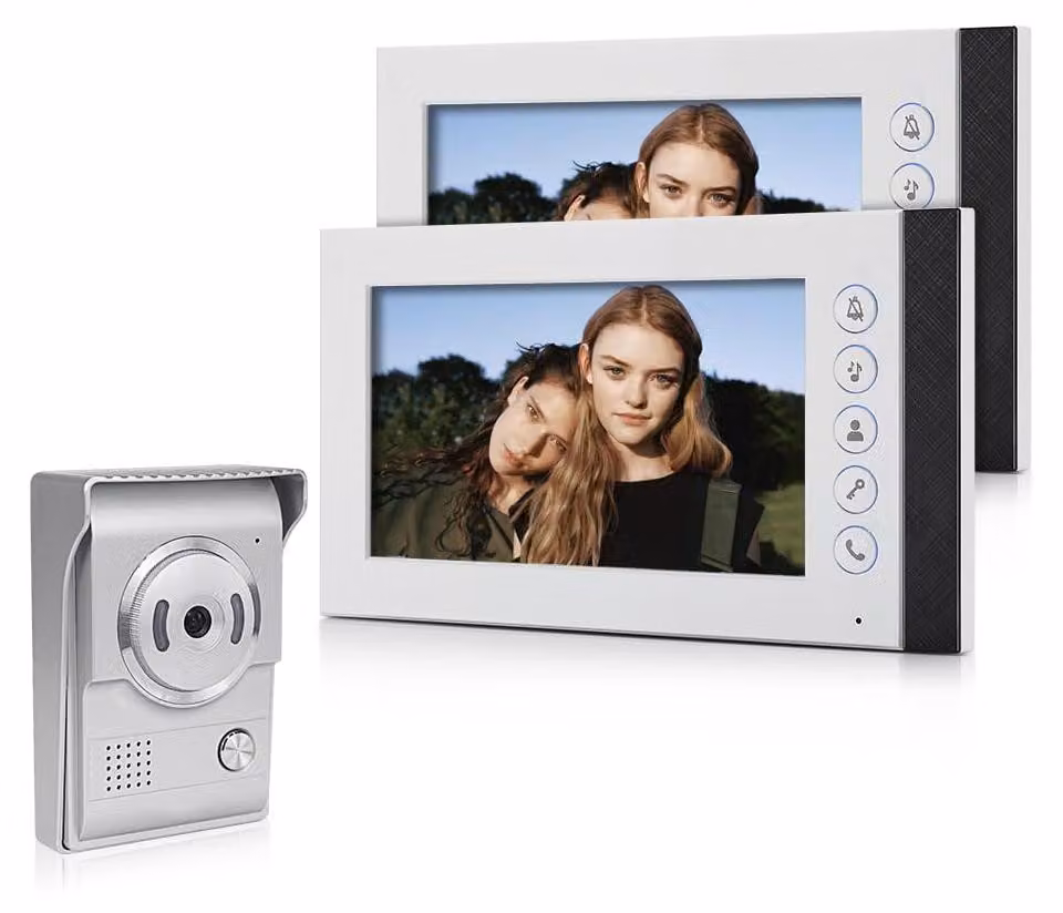 Kit videocitofono a colori da 7 pollici - 2 monitor - Risoluzione 720p - Utilizzo esterno - Connessione cablata