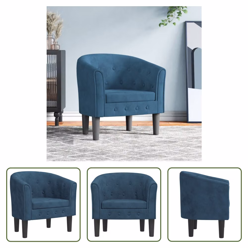 The Living Store Sedia Club in velluto blu scuro