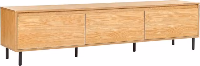 Mobile porta TV BELIANI in legno marrone e beige con gambe in metallo, design moderno minimalista, L 180 x P 40 x H 45 cm