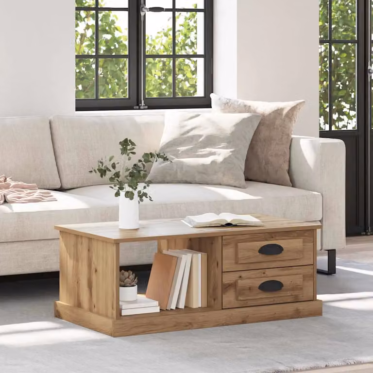 vidaXL Tavolino da salotto in legno rovere marrone L: 90 cm, P: 75 cm, H: 35 cm