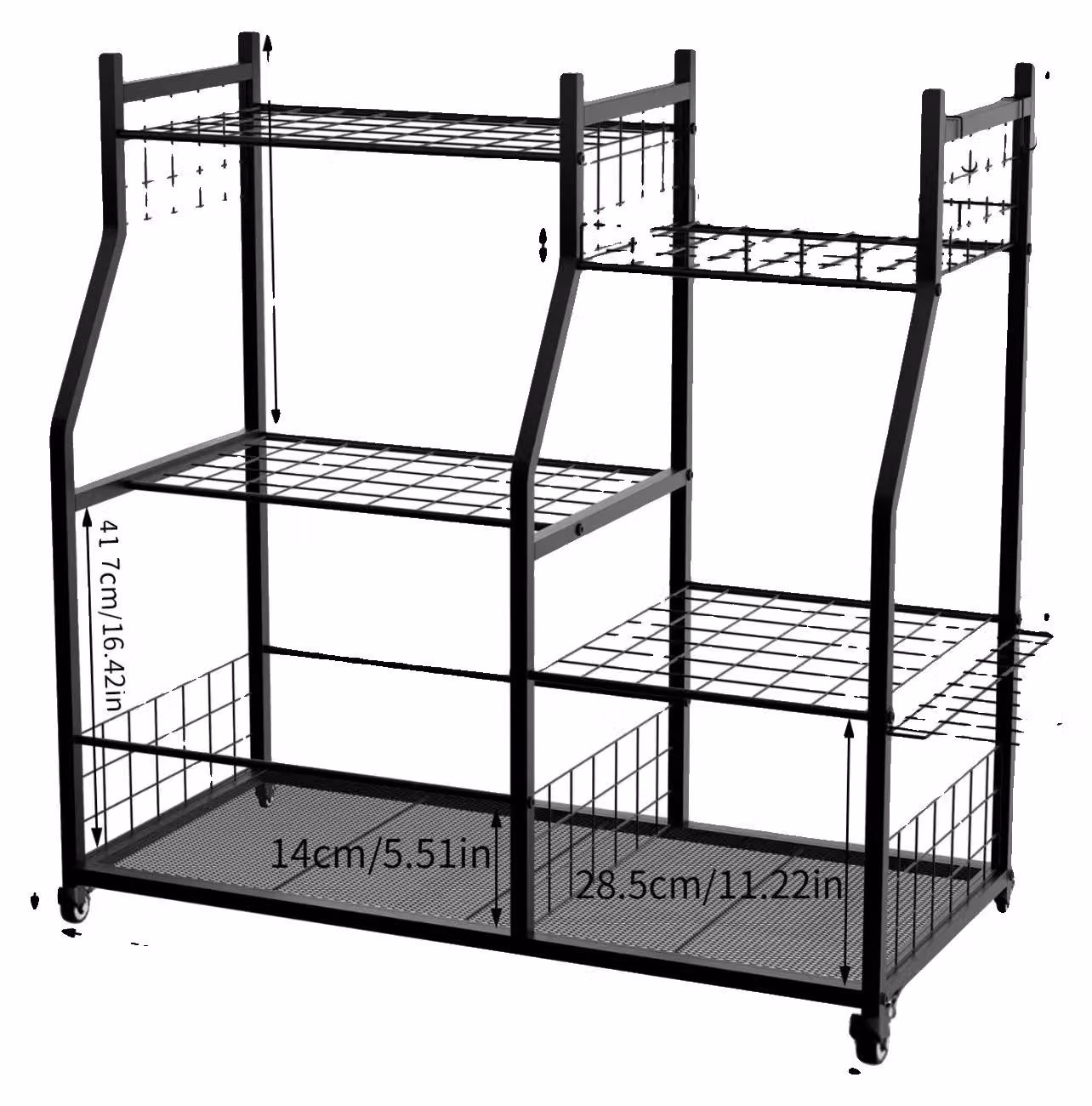 Organizzatore per attrezzi da giardino, struttura in metallo, design ecologico, modello A, dimensioni 92x40x95 cm