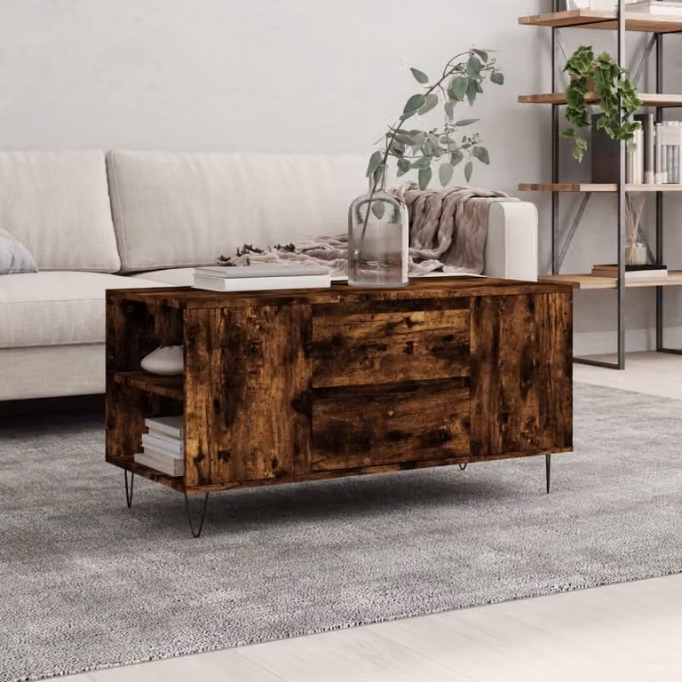 Maison Exclusive - Tavolino in rovere affumicato 102x44,5x50 cm Materiale ligneo