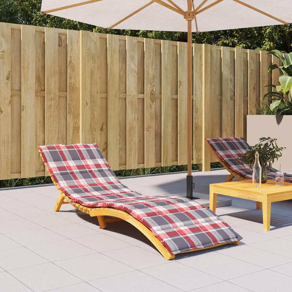 Cuscino per lettino vidaXL a quadri rossi e multicolore, L: 200 cm, P: 50 cm, H: 3 cm, in tessuto Oxford impermeabile e traspirante
