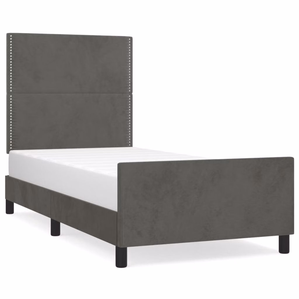 Giroletto senza Materasso Grigio Scuro 80x200 cm Velluto