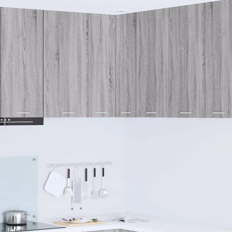 Armadio pensile da cucina d'angolo vidaXL moderno in MDF, Grigio e Bianco, L/P/H: 57 x 57 x 80 cm