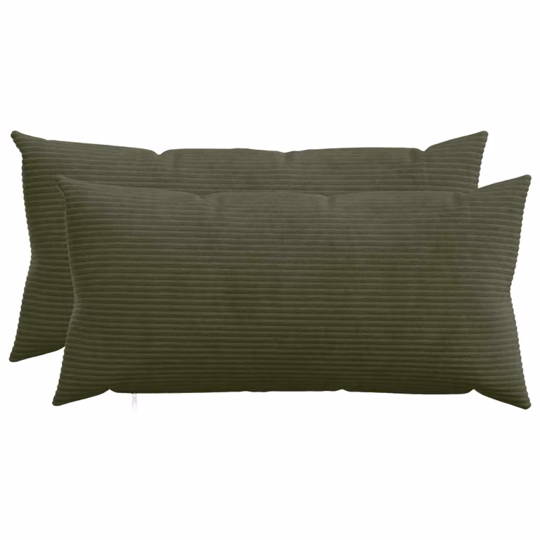 Set di 2 federe vidaXL HEERLEN in velluto a coste verdi, L 40 cm x P 80 cm