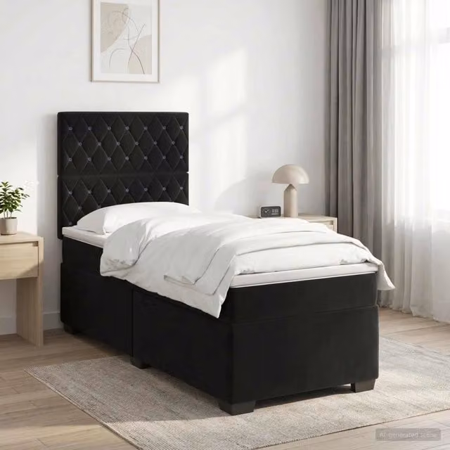 Letto box spring con materasso vidaXL in velluto nero L/P: 200 x 80 cm