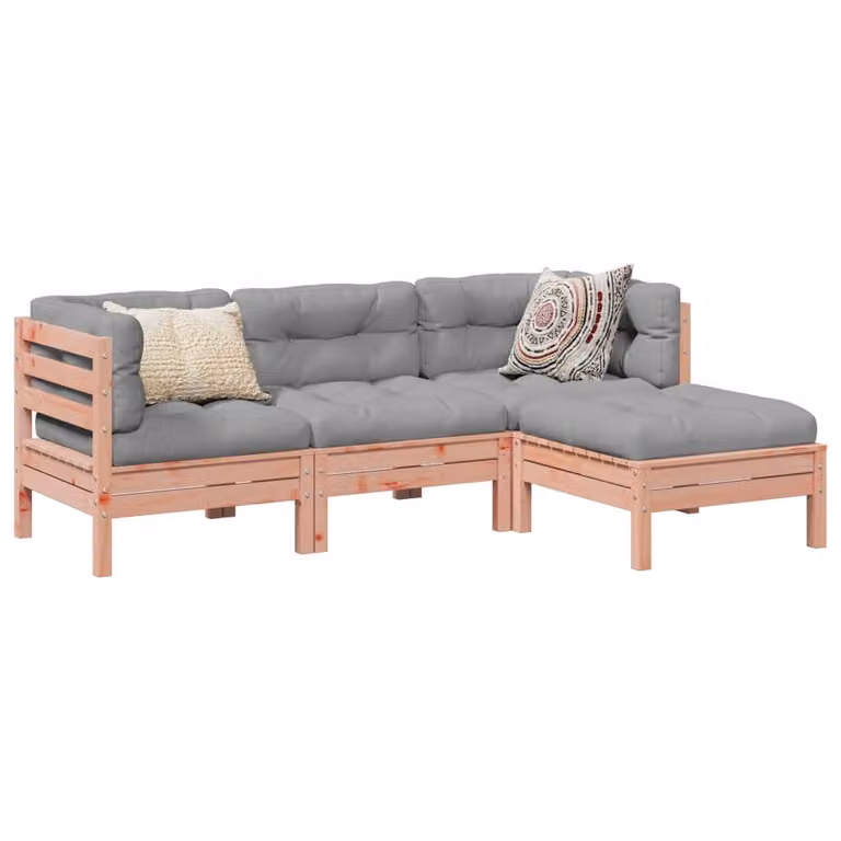 The Living Store Set di divani da giardino 4 pezzi con cuscini in legno massiccio di abete Douglas