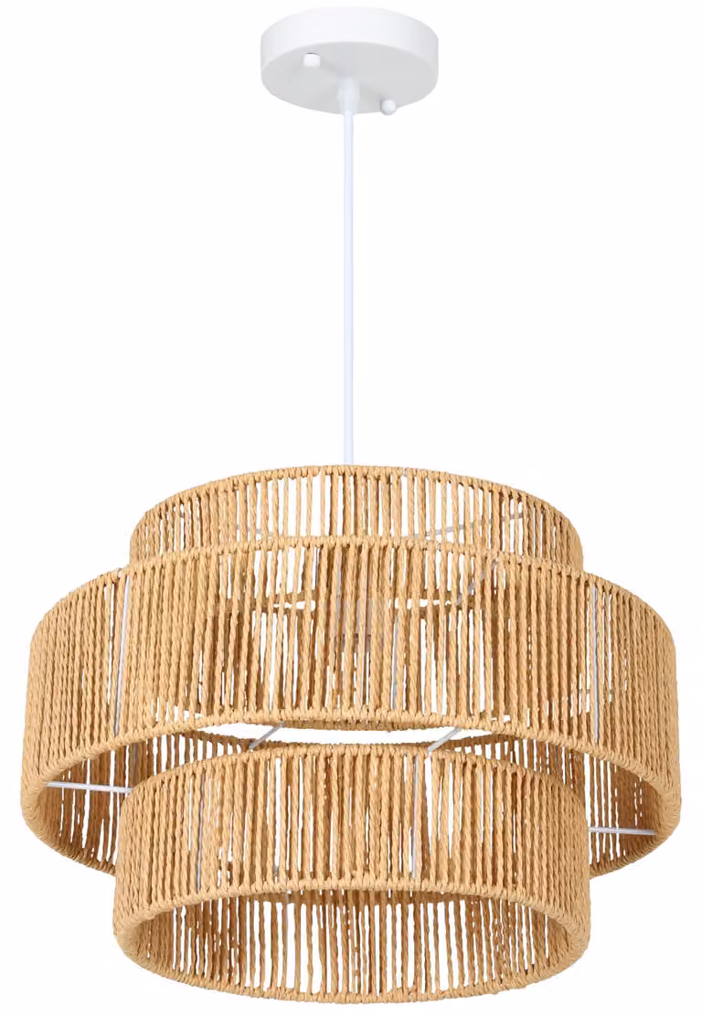 Lampada a sospensione HOMCOM con attacco E27, stile boho per cucina, marrone chiaro
