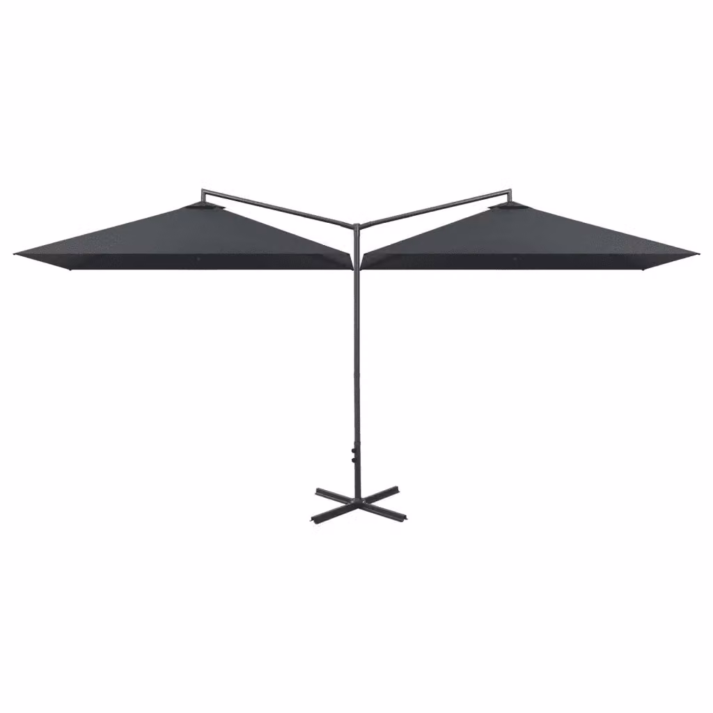 vidaXL Ombrellone Doppio Cantilever in Acciaio e Poliestere, Colore Antracite, L: 600 cm x P: 300 cm – 2