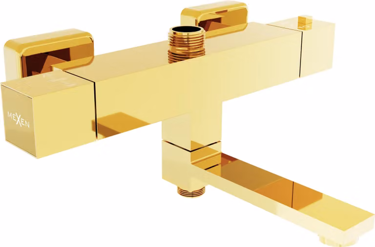 Mexen Cube miscelatore termostatico vasca-doccia, oro - 77910-50