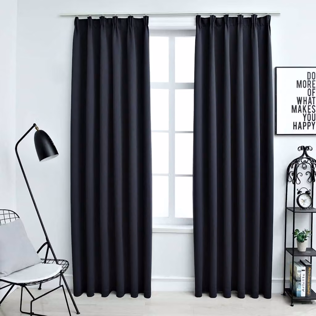 Set di 2 tende oscuranti vidaXL in poliestere con ganci, colore antracite, L: 140 cm, H: 225 cm