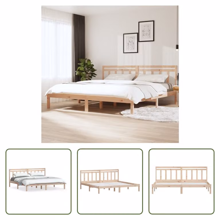 The Living Store Letto in legno massiccio 180x200 cm