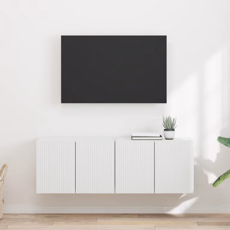 Set di 2 Mobile TV da parete vidaXL in legno MDF Bianco Matt