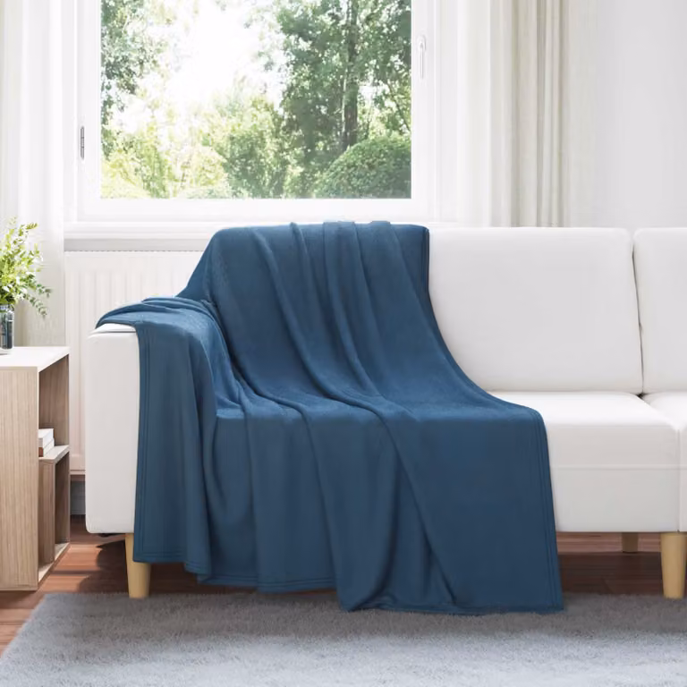 Set di 6 coperte in pile vidaXL blu, L 200 cm x P 150 cm
