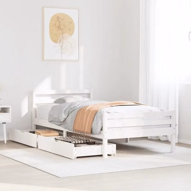 Giroletto vidaXL in legno di pino massello bianco con doghe rigide L/P/H: 205.5 x 100 x 69.5 cm