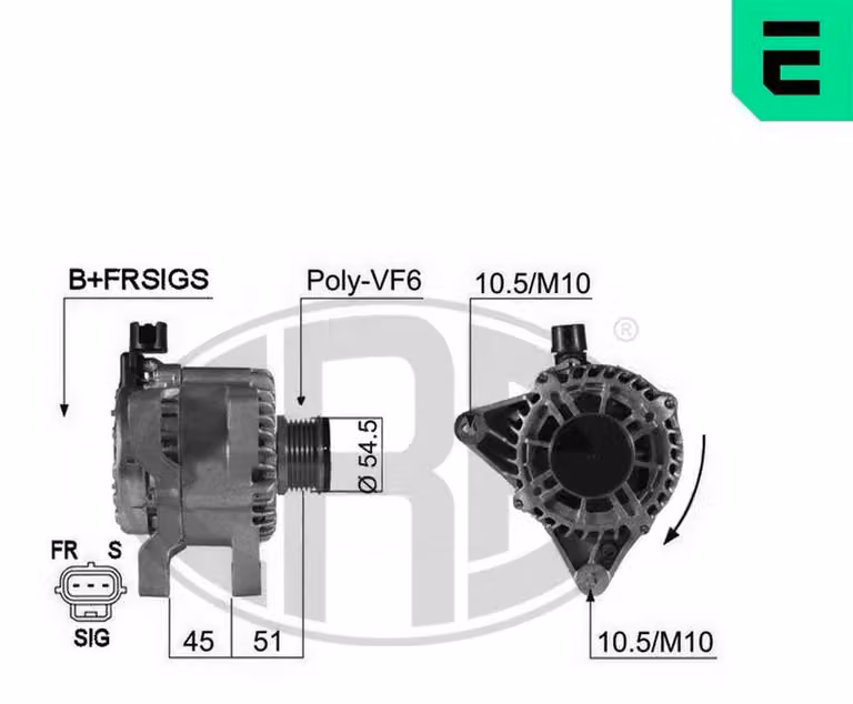 ERA 210432A Alternatore 80 A 14 V per FORD Fiesta Mk5 berlina (JH1, JD1, JH3, JD3), FUSION (JU) e Fiesta Mk5 furgone, compatibile con MAZDA 2