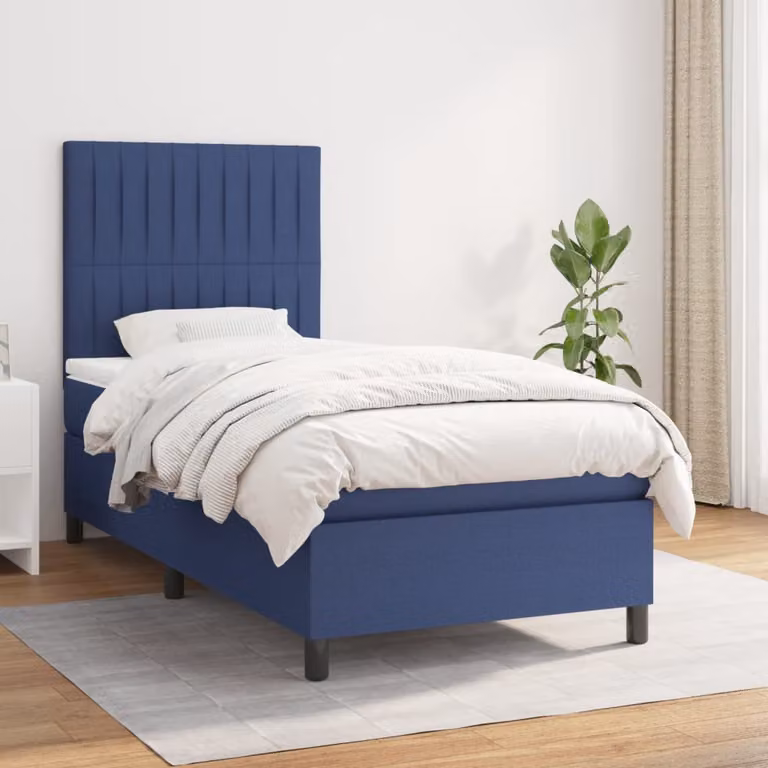 Giroletto a molle con materasso ibrido vidaXL, blu e bianco, L/P: 80 x 200 cm