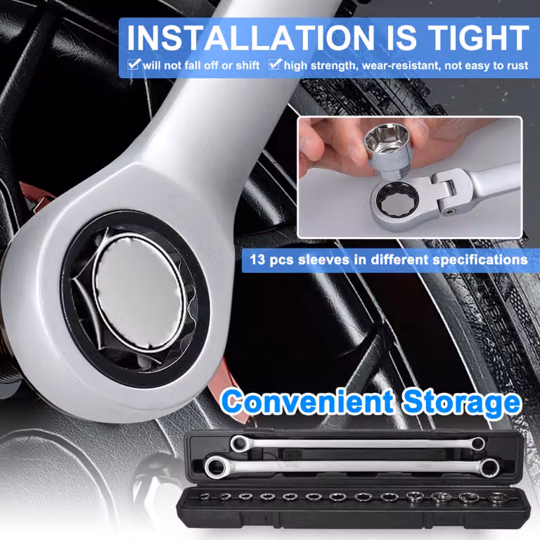 15in1 Set di chiavi a cricchetto multifunzionali Pratico set di strumenti per la manutenzione del condizionatore d'aria dell'auto, della bicicletta e del bagno Set di strumenti combinati per l'hardware domestico