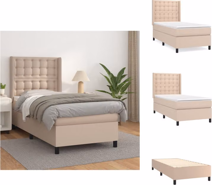 vidaXL Materasso letto a molle cappuccino-marrone 100x200cm in Pelle finta - Letti e strutture letto