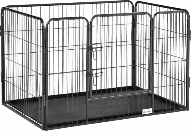 Box per cani in metallo con porta e vassoio zephmum Grigio L: 109 cm, P: 74 cm, H: 71 cm