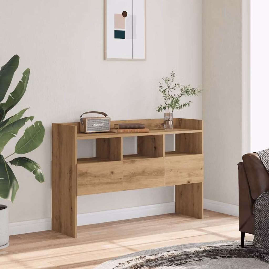 Credenza moderna vidaXL in legno e metallo color rovere, L: 105 cm, P: 30 cm, H: 70 cm