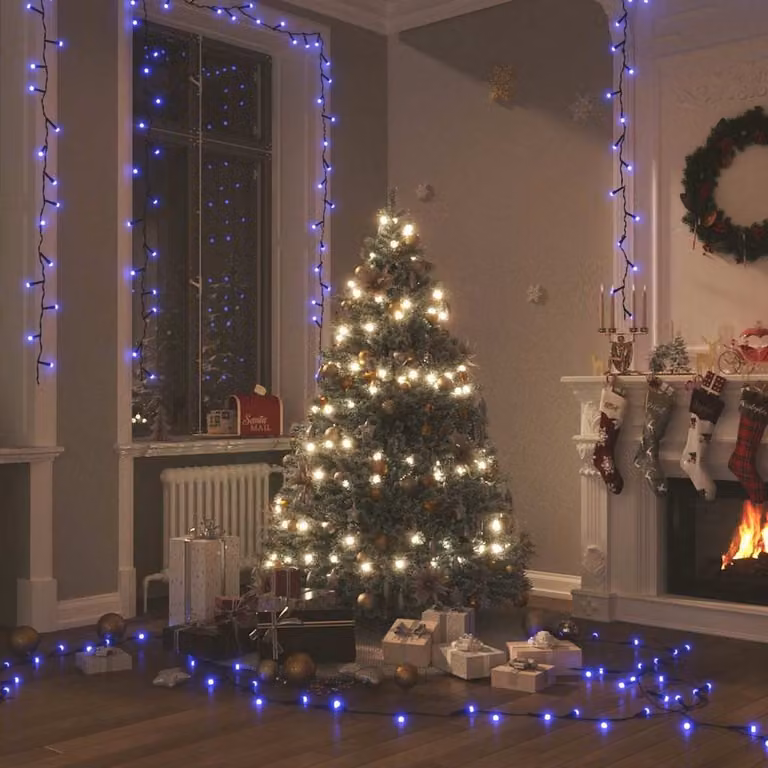 Stringa di luci LED blu vidaXL con 300 LED in PVC per decorazioni natalizie