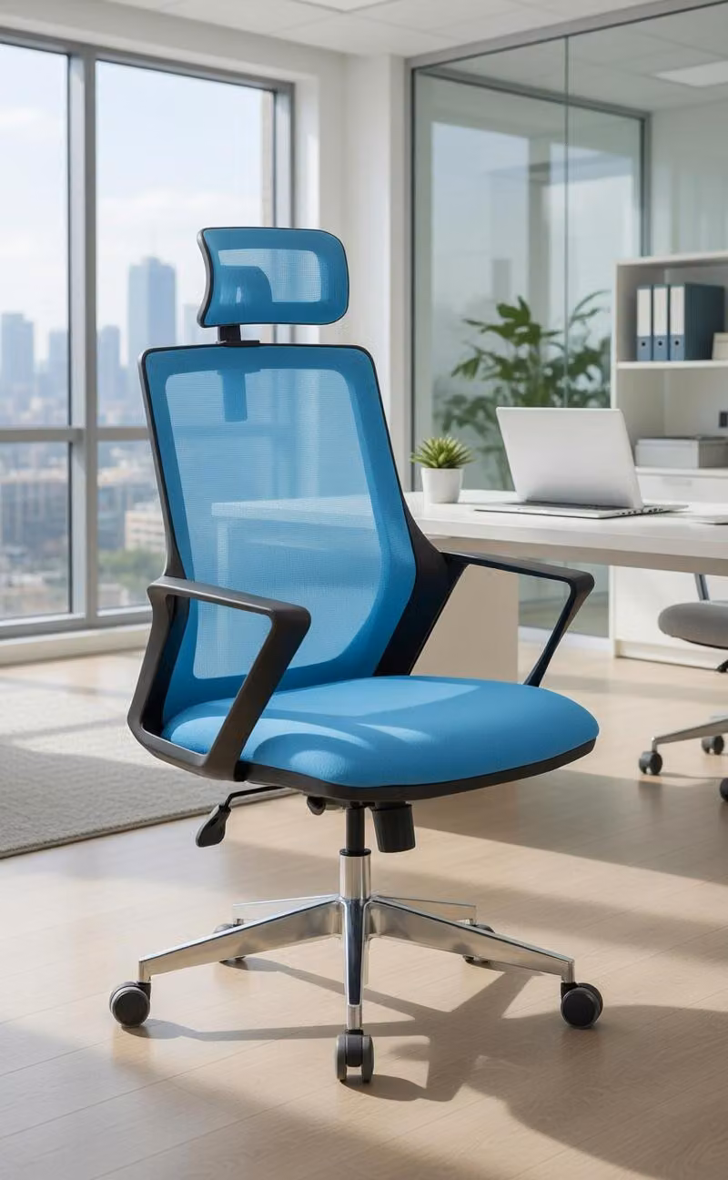Sedia da ufficio con seduta regolabile in altezza e supporto ergonomico