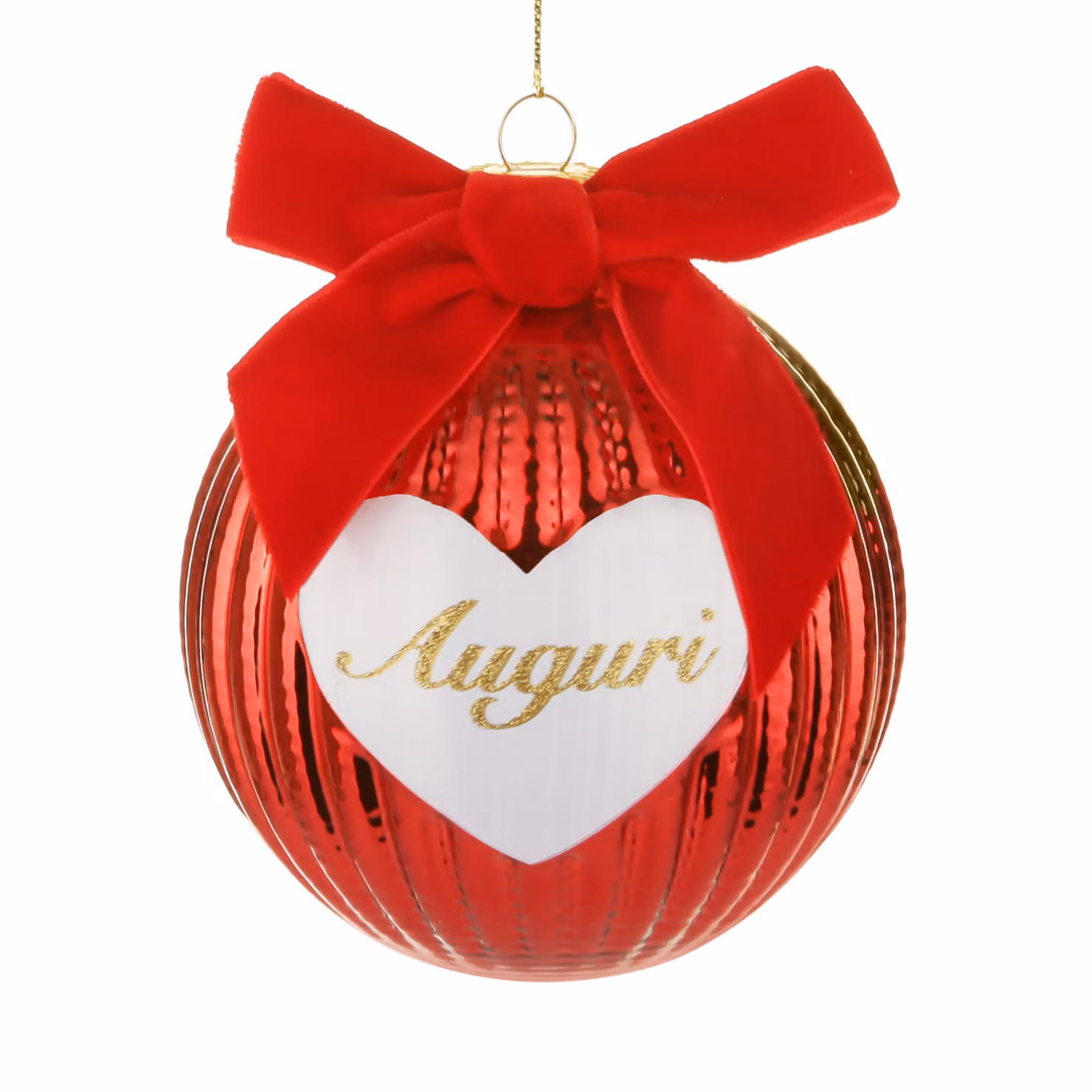Pallina di Natale Kasanova a forma di cuore con scritta Auguri, rossa, diametro: 10 cm – 2