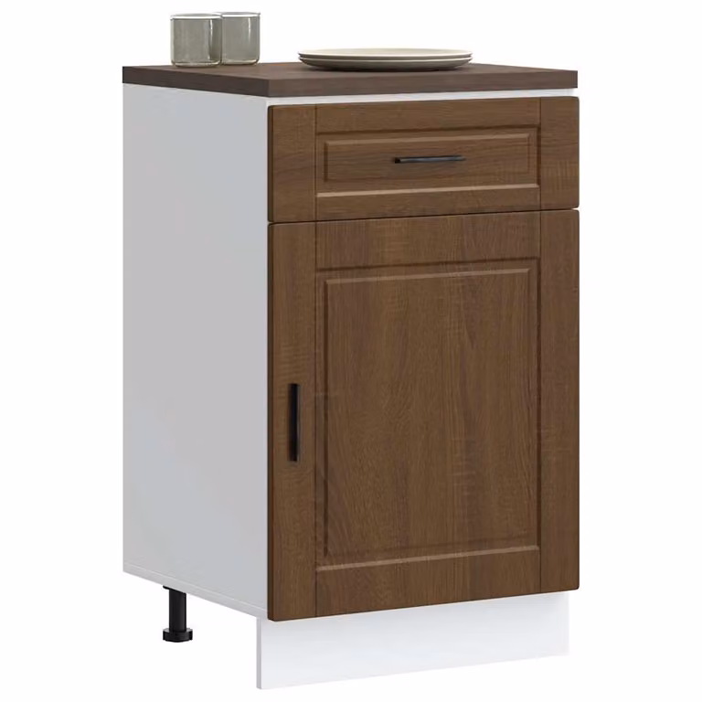 Base da cucina moderna vidaXL Porto in legno multistrato e MDF marrone con ante a battente L 46 cm, P 50 cm, H 81,5 cm