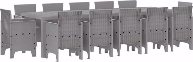 Set da Pranzo per Giardino 13 pcs Grigio chiaro Poly Rattan