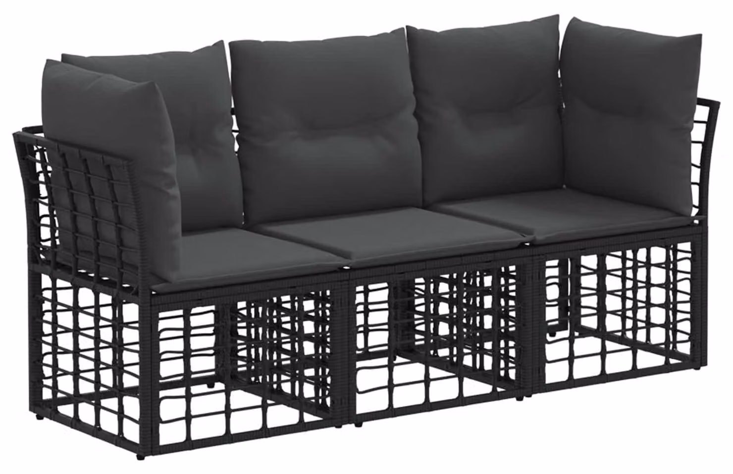 Set di divani da esterno Nero Poliestere