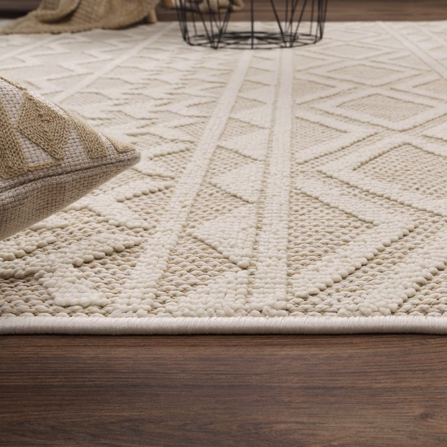 Tappeto Munico beige con effetto alto-basso e frange L: 280 cm, P: 200 cm – 3