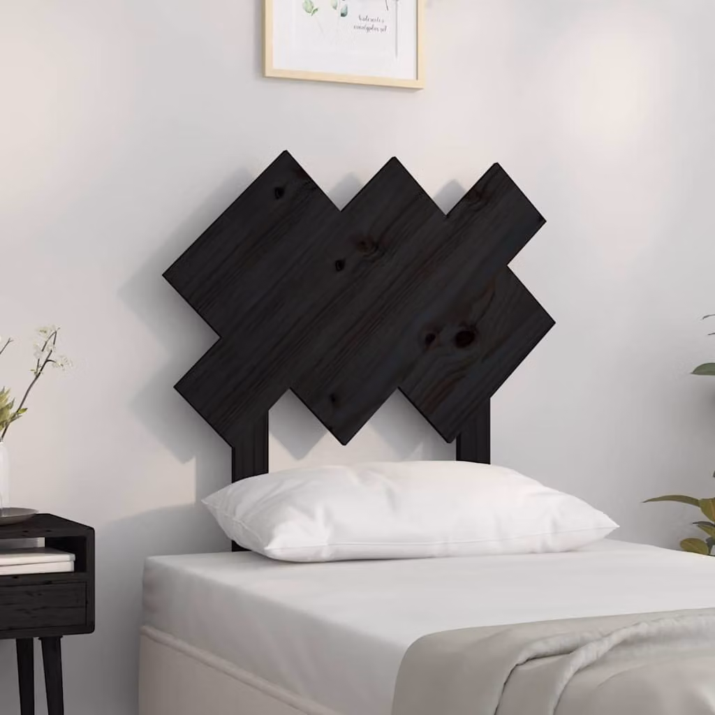 Testiera per letto vidaXL in legno massello di pino nero, stile rustico, L 72,5 cm x P 3 cm x H 81 cm