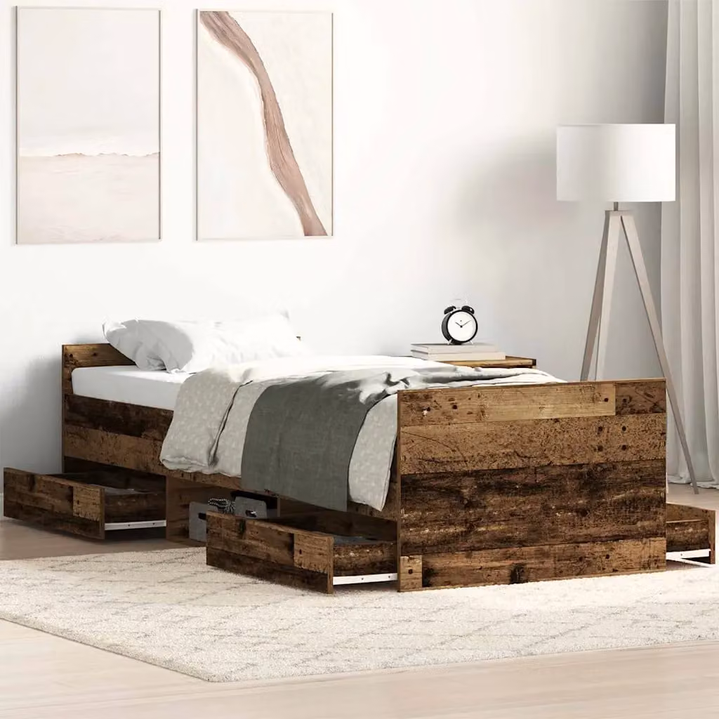 Struttura del letto con cassetto vidaXL in legno vecchio marrone L: 193 cm, P: 78 cm, H: 50 cm