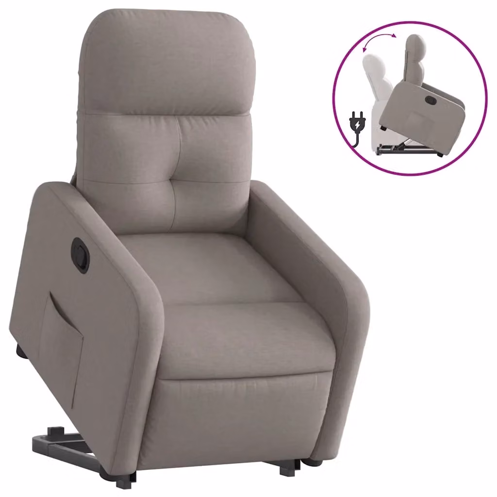 Poltrona Alzapersona Reclinabile vidaXL con Assistenza Elettrica, Colore Beige, Rivestimento in Tessuto e Imbottitura in Schiuma – 2