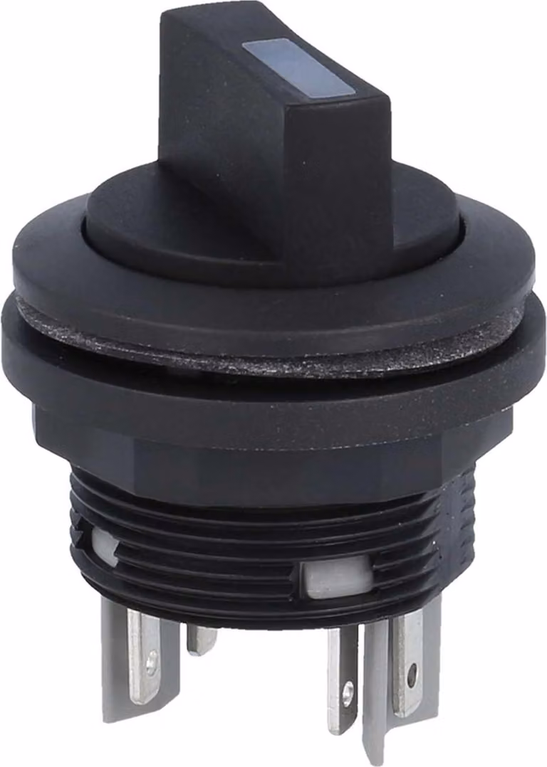 Georg Schlegel Selettore luminoso a pulsante, 2S illuminabile, rotondo, connettore piatto SHORTRON 2,8 mm x 0,8 mm - 1 pezzo