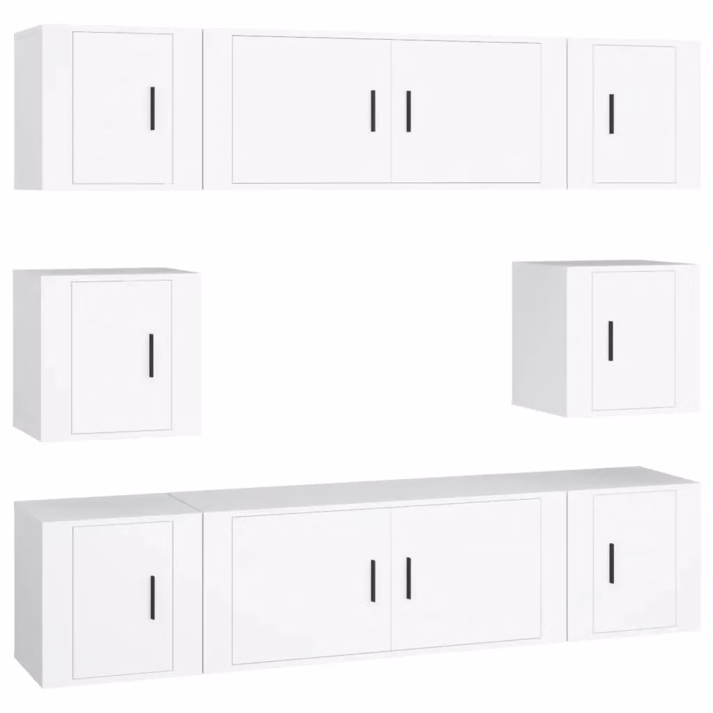 Set di mobili porta TV vidaXL in legno multistrato bianco stile classico per soggiorno – 2