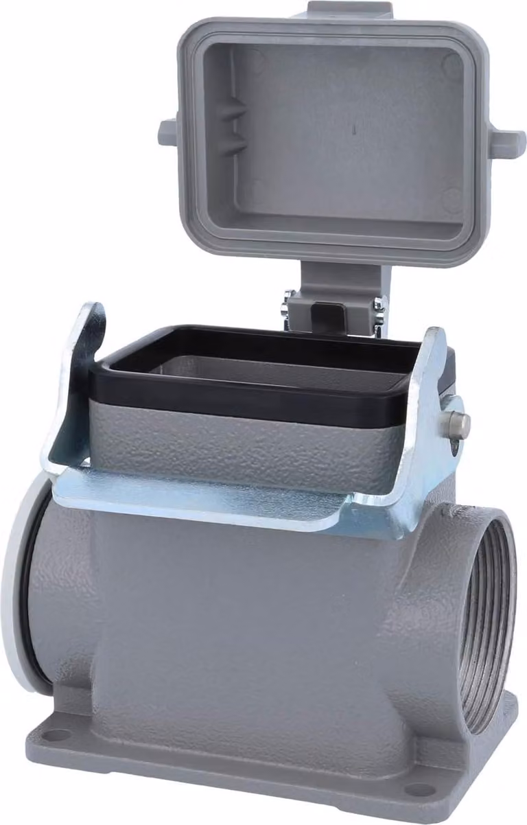 HARTING Han 6B Alloggiamento base alto, 1xM40 uscita cavo laterale, con 1 staffa longitudinale con cappuccio protettivo in plastica - 1 pezzo